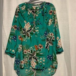 Tropical floral blouse.